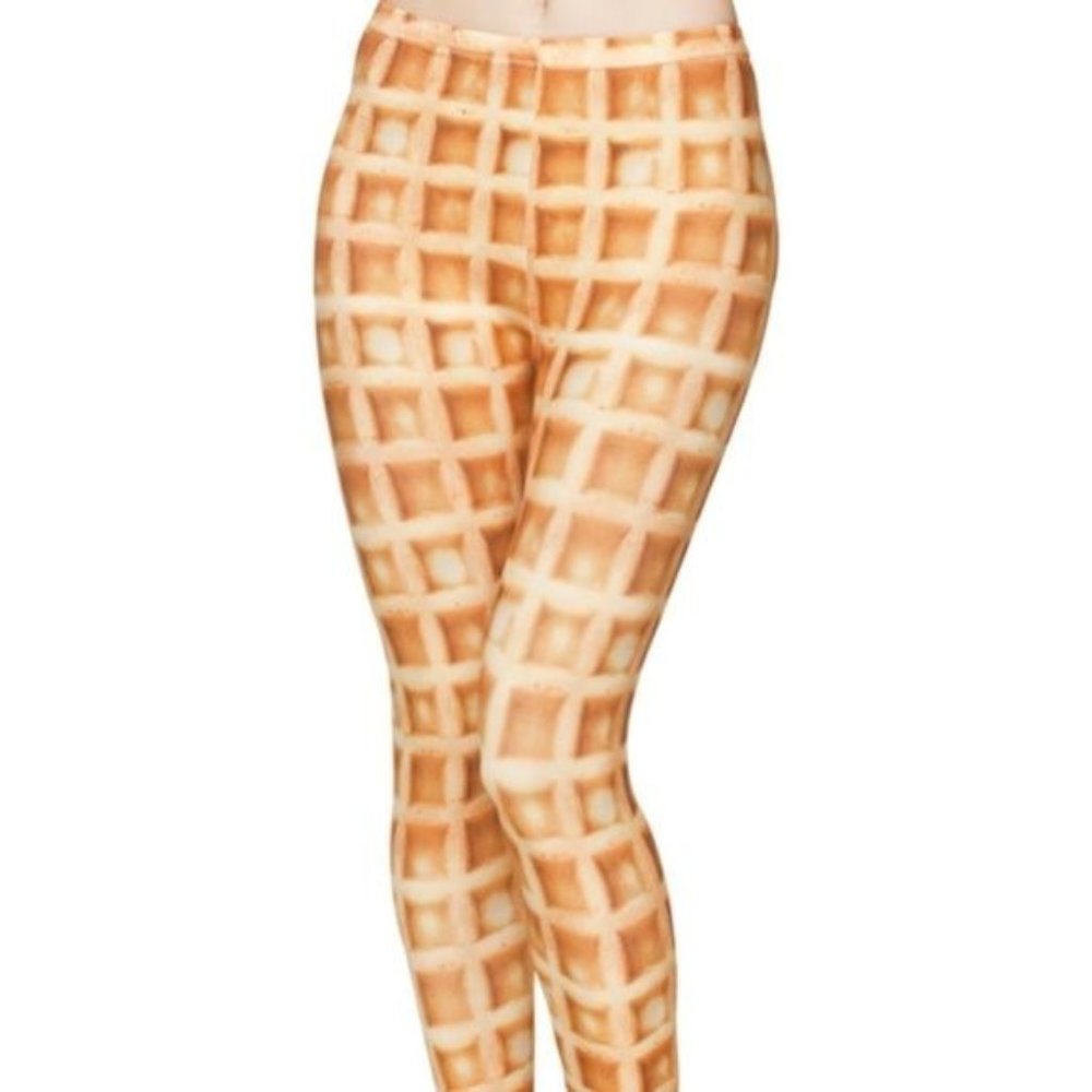 Callie Lives LAST PAIR Miz Sweet: Belgian Waffle Breakfast Food Print Leggings
